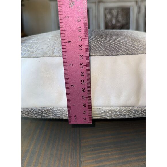 DONALD J PLINER Leather Crescent Shoulder Bag Hobo Purse White Blue Metallic - Picture 11 of 16